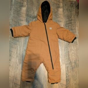 Carhartt 18 Mo Snowsuit Canvas Brown Duck  Bunting Quilted Toddler Overall Tan